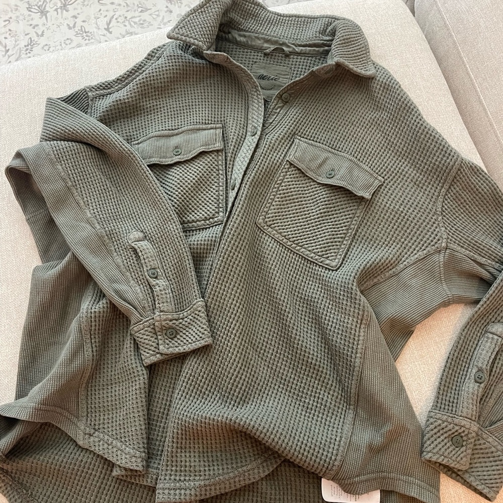 Aerie Sage Waffle Knit Top